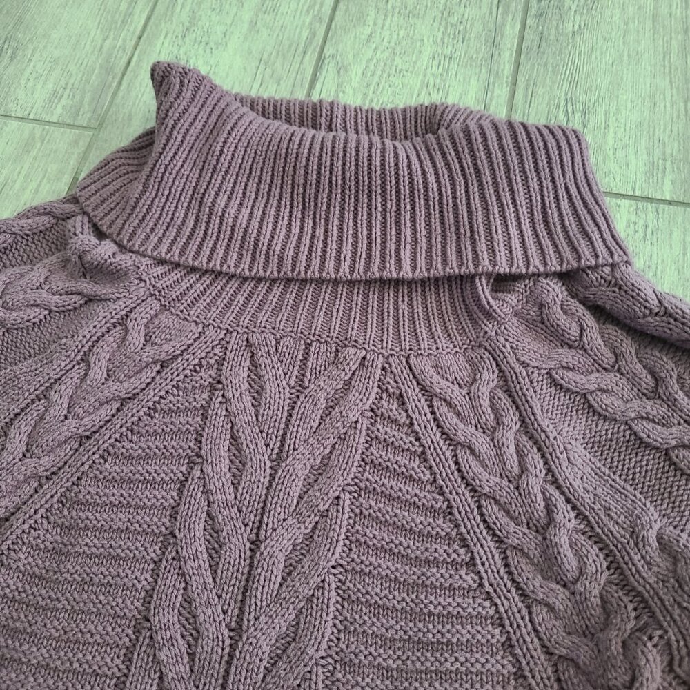 Express Women's Cable Knit Turtleneck Sweater Purple Size Large - Picture 3 of 9